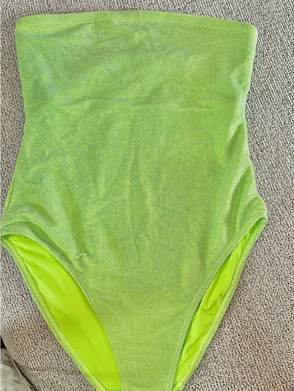 Good American Neon Lime Strapless Swimsuit